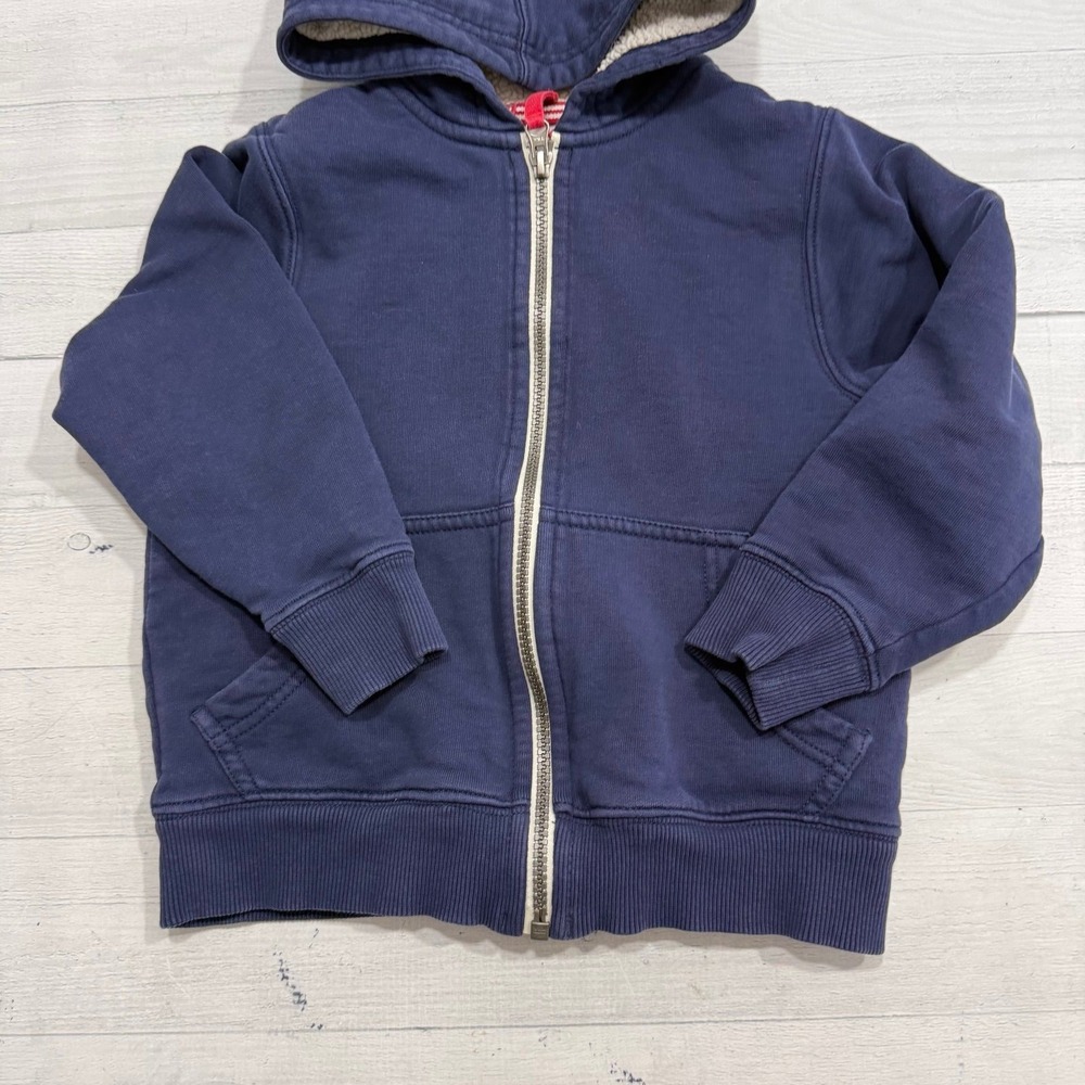 Hanna Andersson kids navy blue Sherpa lined zip up jacket 110/5 - Picture 2 of 9